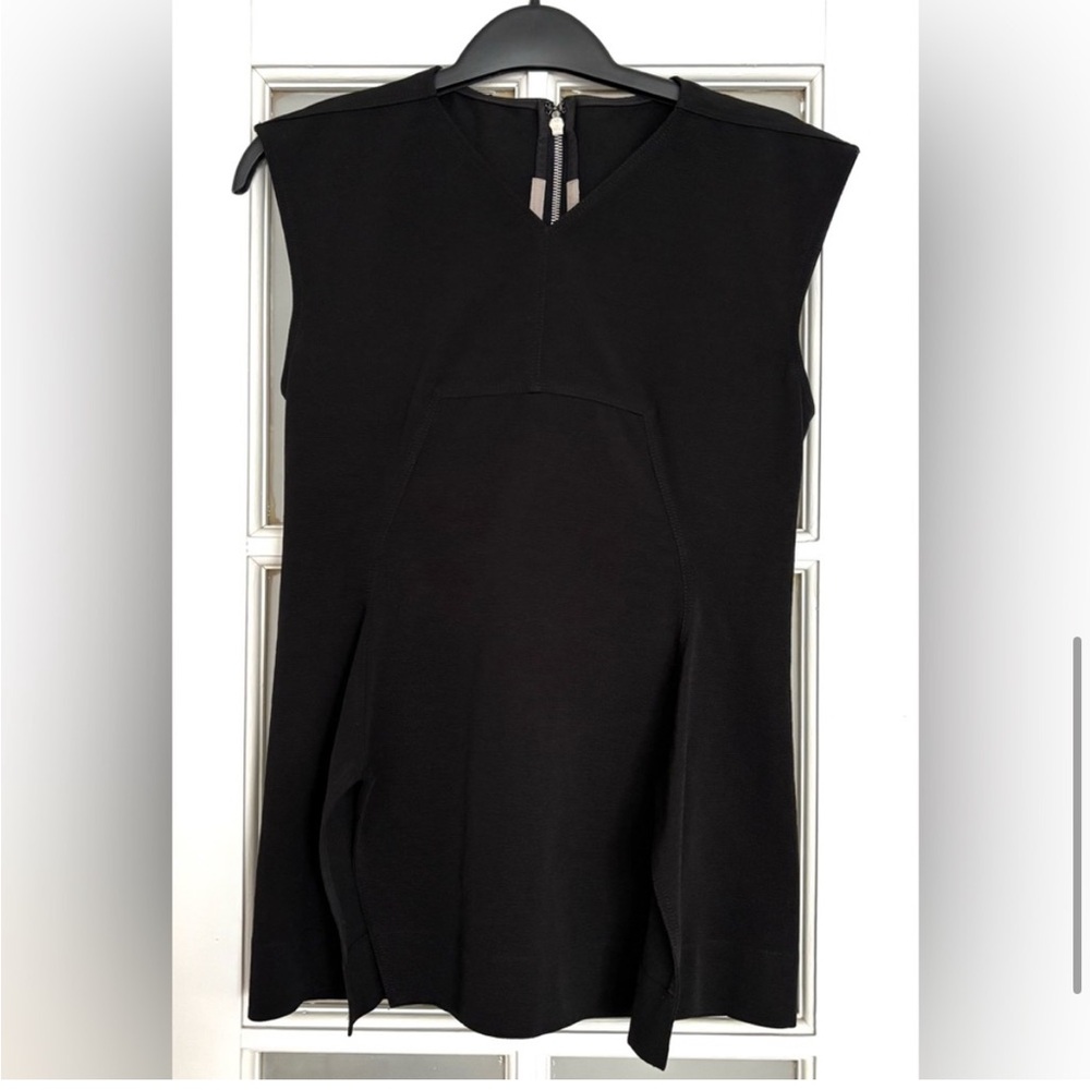 Rick Owens V-Neck Calpurnia Sleeveless Fitted Top Black Size 8